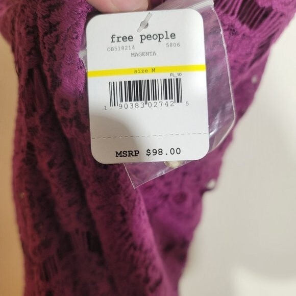 NWT Free People Intimatley Magenta DayDream A-Line Bodycon Embroidered Dress szM - Picture 13 of 13